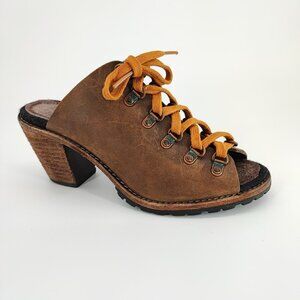 Woolrich Women's Size 6 US Leather Brown Heeled Lace-Up Clogs WWW4425-201-6